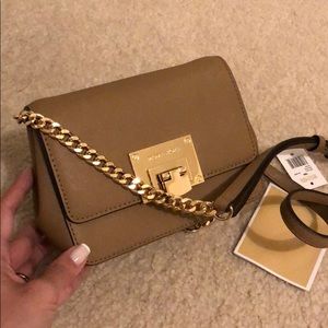 Authentic beige MK mini crossbody - new